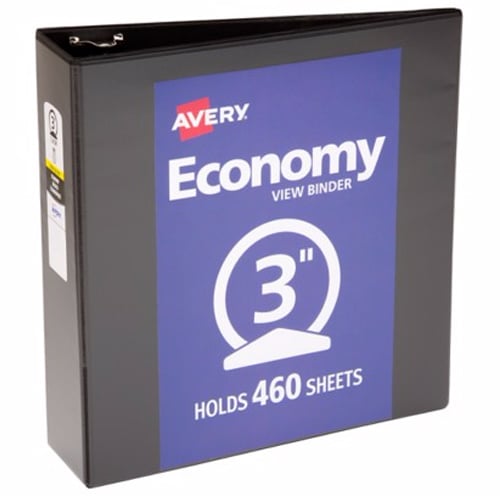 Avery 3" Black Economy Round Ring View Binders 12pk - 05740