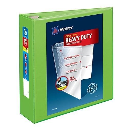 Avery Chartreuse Heavy-Duty View Binders with Locking One Touch EZD Ring