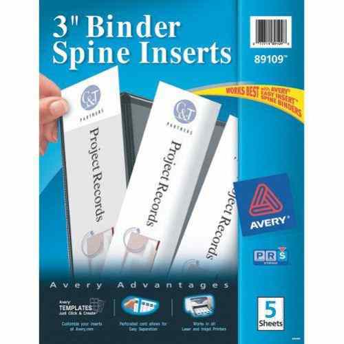 Avery 3" White Binder Spine Inserts 15pk - 89109