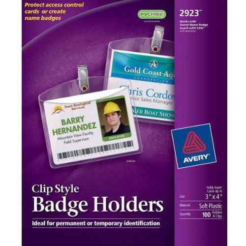 Avery 3" x 4" Badge Holder with Garment Friendly Clips (100pk) - 2923 - Clearance Sale