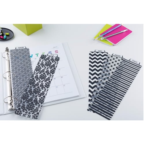 Avery 3" x 11-1/2" Black & White Stylish Tabbed Snap-In Plastic Bookmark Dividers 1 set - 24930