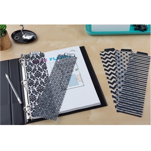 Avery 3" x 11-1/2" Black & White Stylish Tabbed Snap-In Plastic Bookmark Dividers 1 set - 24930