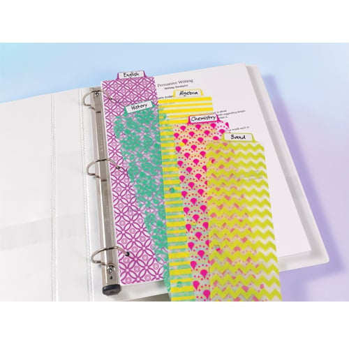 Avery 3" x 11-1/2" Multicolor Stylish Tabbed Snap-In Plastic Bookmark Dividers 1 set - 24909