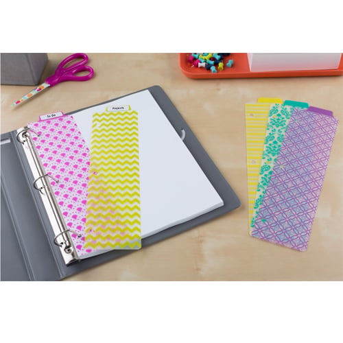 Avery 3" x 11-1/2" Multicolor Stylish Tabbed Snap-In Plastic Bookmark Dividers 1 set - 24909