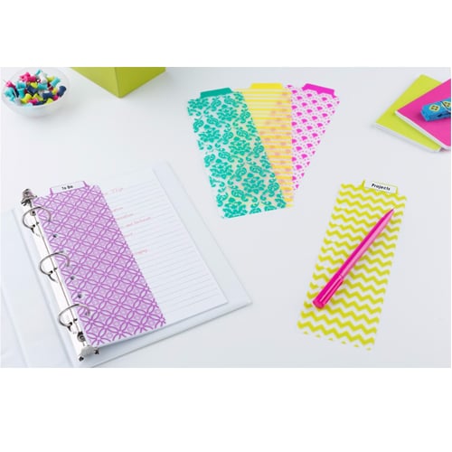Avery 3" x 9" Multicolor Stylish Tabbed Snap-In Plastic Bookmark Dividers 1 set - 24922
