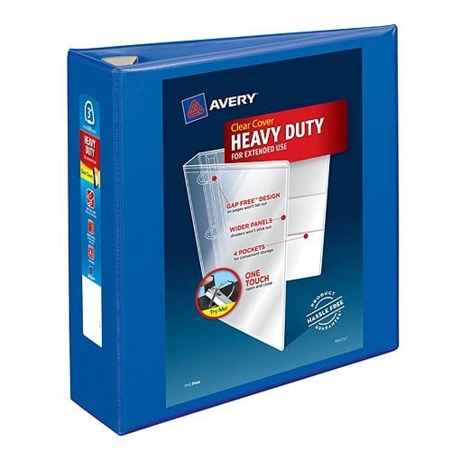 Avery 3" Pacific Blue Heavy-Duty View Binders with Locking One Touch EZD Ring 4pk - 79811