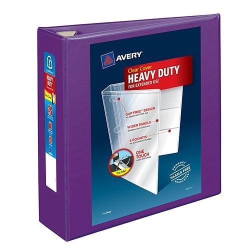 Avery Purple Heavy-Duty View Binders with Locking One Touch EZD Ring