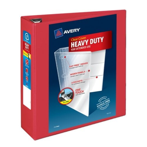 Avery 3" Red Heavy Duty View Binders with One Touch EZD Ring 4pk - 79325