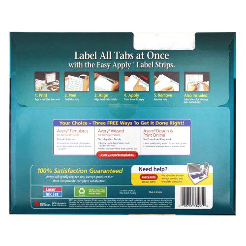 Avery 3-tab 11" x 8.5" Clear Label Punched Dividers 5 sets - 11435