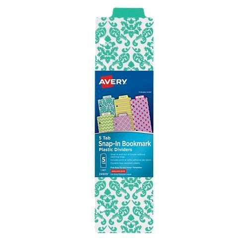 Avery 3" x 11-1/2" Multicolor Stylish Tabbed Snap-In Plastic Bookmark Dividers 1 set - 24909