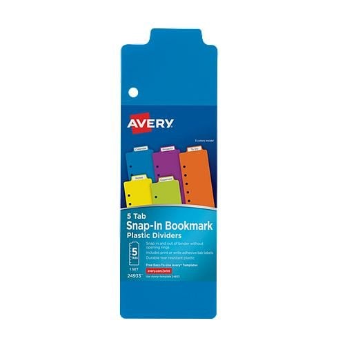 Avery 3" x 9" Multicolor Tabbed Snap-In Plastic Bookmark Dividers - 1 Set