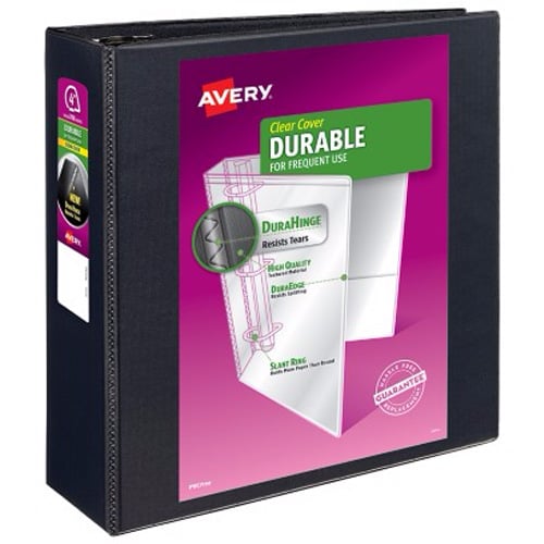 Avery 4" Black Durable View Binders with EZD Rings 6pk - 09800