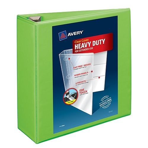 Avery 4" Chartreuse Heavy-Duty View Binders with Locking One Touch EZD Ring 4pk - 79812