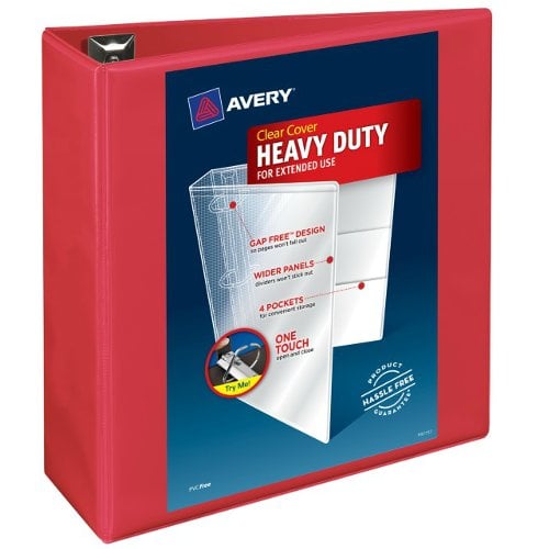 Avery 4" Red Heavy Duty View Binders with One Touch EZD Ring 4pk - 79326