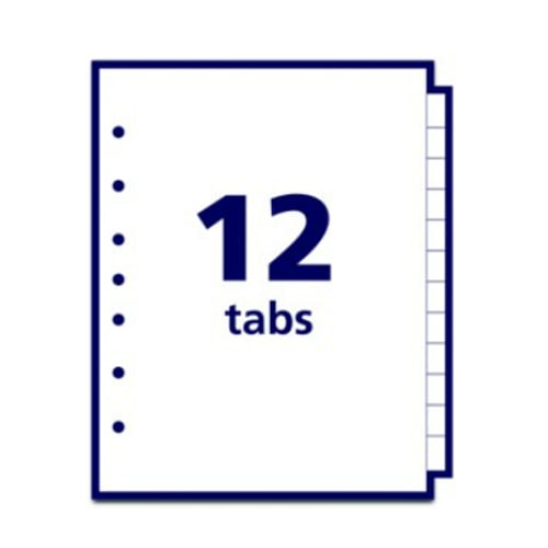 Avery 5.5" x 8.5" Mini White Jan-Dec Tab Pre-printed Tab Dividers 1 set - 11315 - Clearance Sale