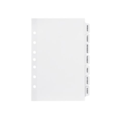 Avery 5.5" x 8.5" Mini White Monday-Sunday Tab Pre-printed Tab Dividers 1 set - 11319