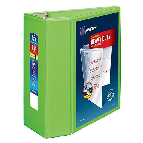 Avery Chartreuse Heavy-Duty View Binders with Locking One Touch EZD Ring