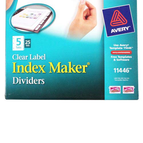 Avery 5-tab 11" x 8.5" Clear Label Punched Dividers 25 sets - 11446