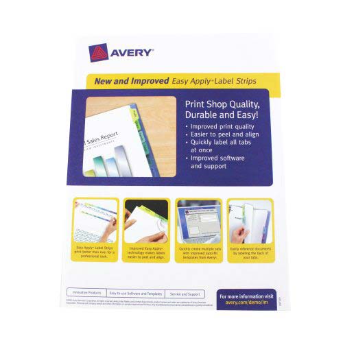 Avery 5-tab 11" x 8.5" Clear Label Punched Dividers 25 sets - 11446