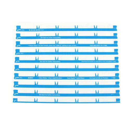 Avery 5-tab 11" x 8.5" Clear Label Punched Dividers 25 sets - 11446