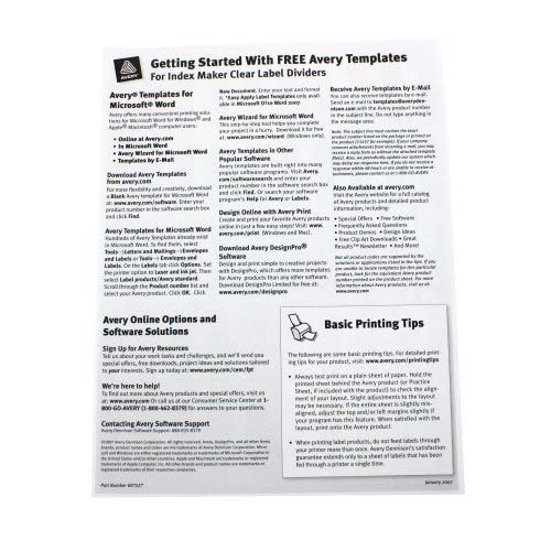 Avery 5-tab 11" x 8.5" Clear Label Punched Dividers 25 sets - 11446