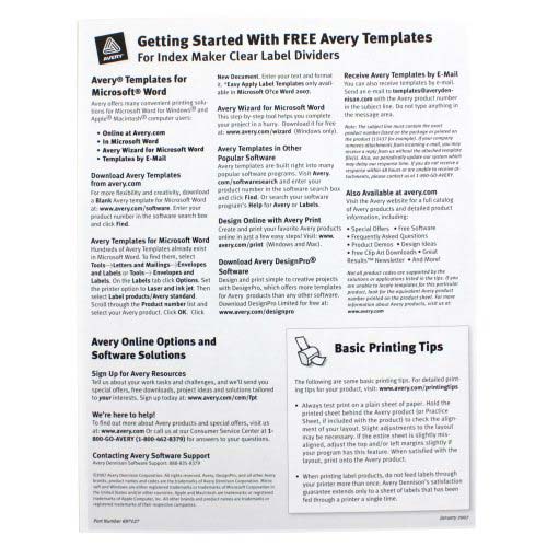 Avery 5-tab 11" x 8.5" Clear Label Unpunched Dividers 25pk - 11443 - Clearance Sale