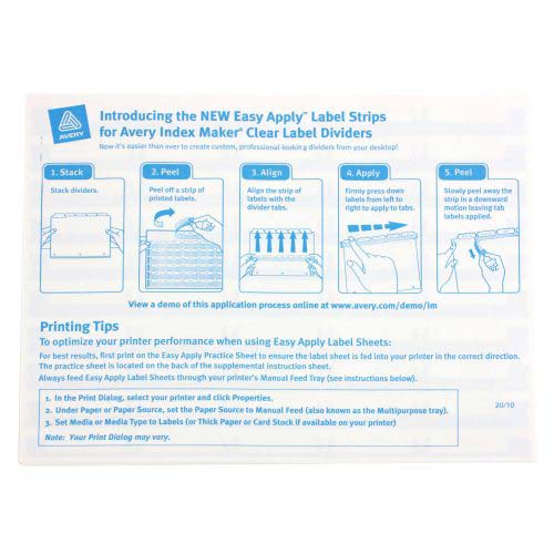 Avery 5-tab 11" x 8.5" Clear Label Unpunched Dividers 25pk - 11443 - Clearance Sale