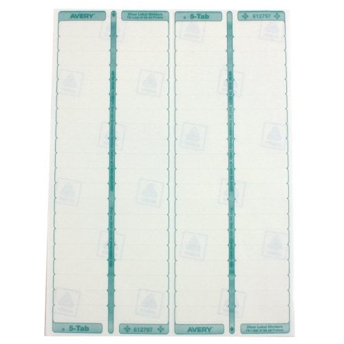 Avery 5-tab 11" x 8.5" Clear Label Unpunched Dividers 25pk - 11443 - Clearance Sale