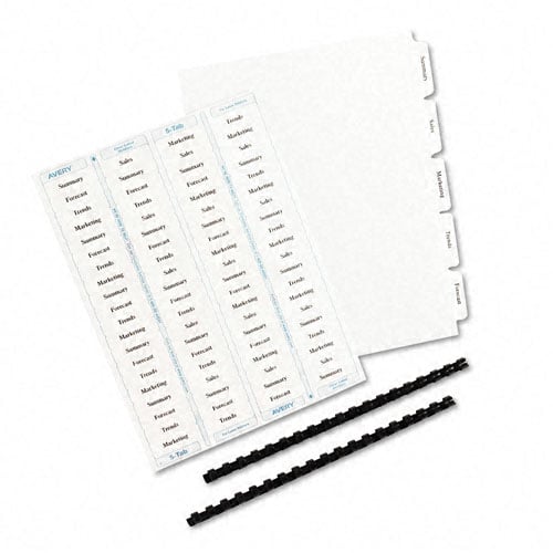 Avery 5-tab 11" x 8.5" Clear Label Unpunched Dividers 5pk - 11431