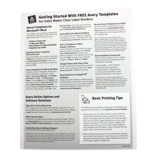 Avery 5-tab 11" x 8.5" Clear Label Unpunched Dividers 5pk - 11431