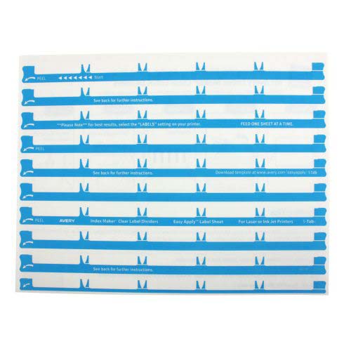 Avery 5-tab 11" x 8.5" Clear Label Unpunched Dividers 5pk - 11431