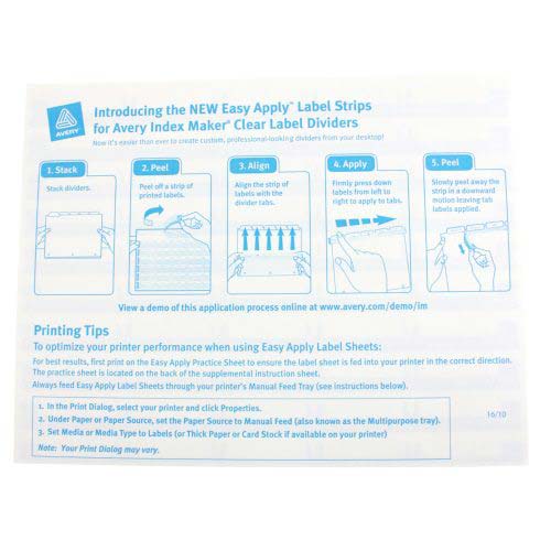 Avery 5-tab 11" x 8.5" Clear Label Unpunched Dividers 5pk - 11431