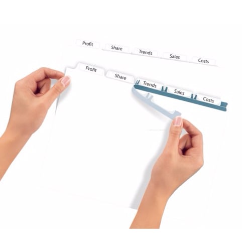 Avery 5-tab 11" x 9" Clear Label 3-hole Punched Dividers 5pk - 11440