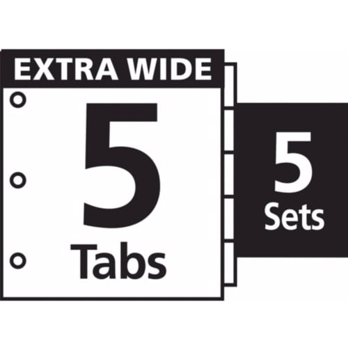 Avery 5-tab 11" x 9" Clear Label 3-hole Punched Dividers 5pk - 11440