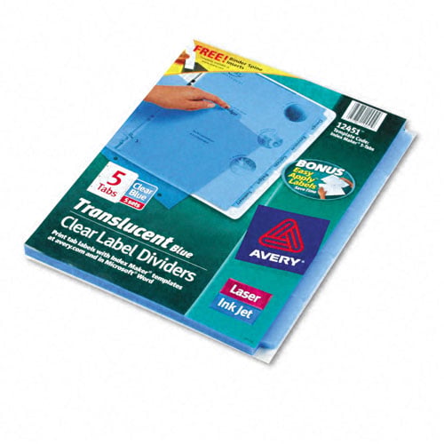 Avery 5-tab Blue 11" x 8.5" Translucent Dividers (5pk) - 12451