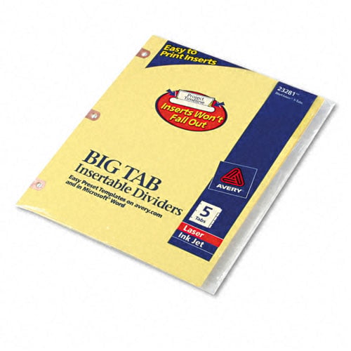 Avery 5-tab Buff Paper WorkSaver Big Tab Clear Dividers - 23281