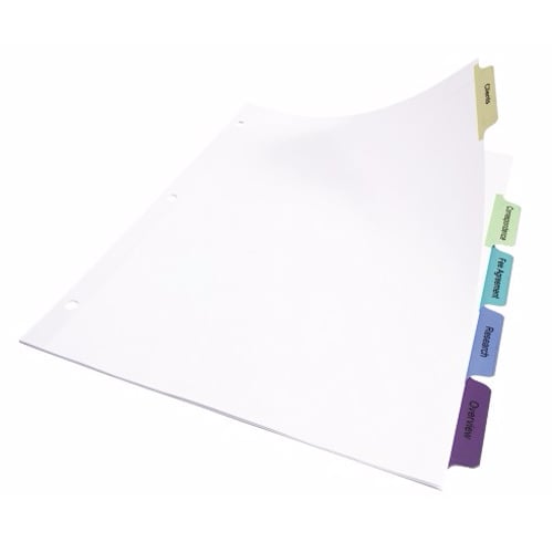 Avery 5-tab Multicolor 11" x 8.5" Clear Label Dividers 25pk - 11992