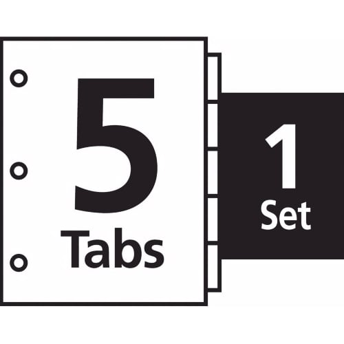 Avery 5-tab Multicolor 11" x 8.5" Translucent Dividers 1 set - 11452