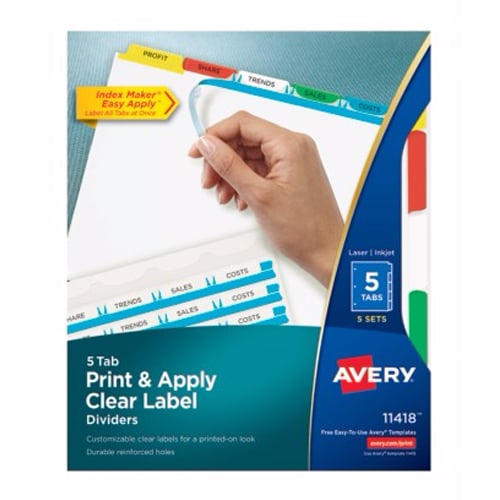 Avery 5-tab Multicolor 11" x 8.5" White Dividers 5pk - 11418