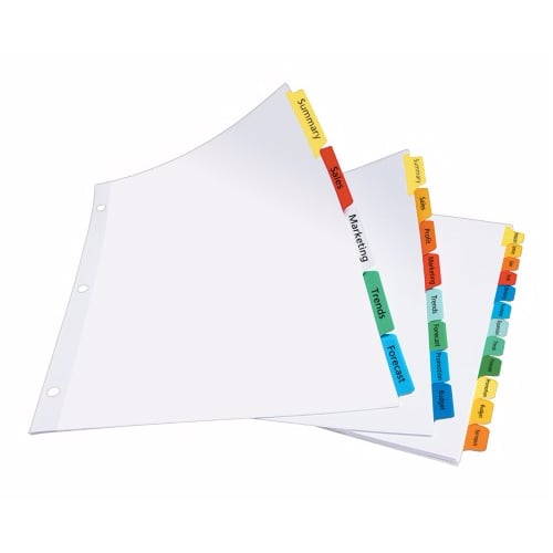 Avery 5-tab Multicolor 11" x 8.5" White Dividers 5pk - 11418