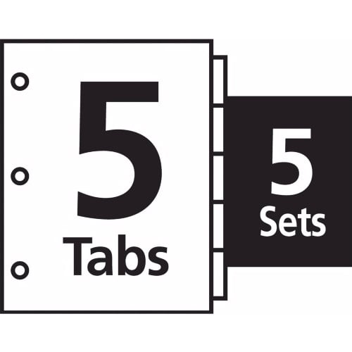 Avery 5-tab Multicolor 11" x 8.5" White Dividers 5pk - 11418