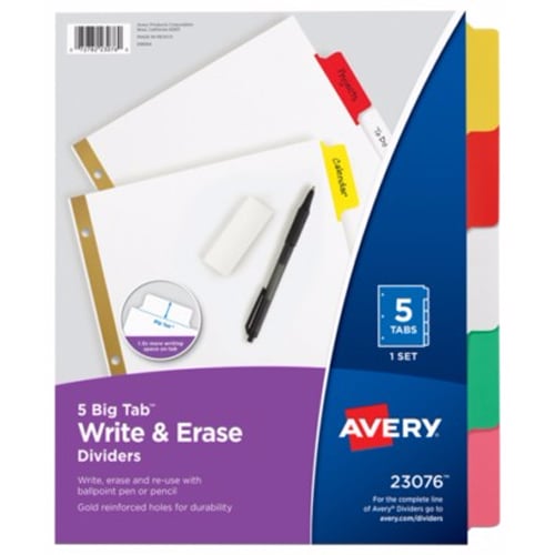 Avery 5-tab Multicolor Big Tab Write-On Dividers - 23076