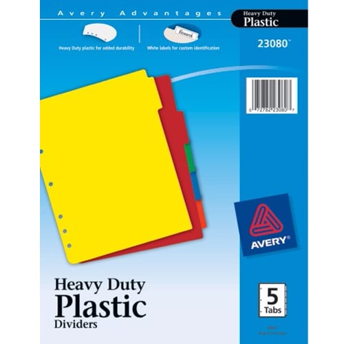 Avery 5-tab Multicolor Plastic Index Tab Dividers 1 set - 23080