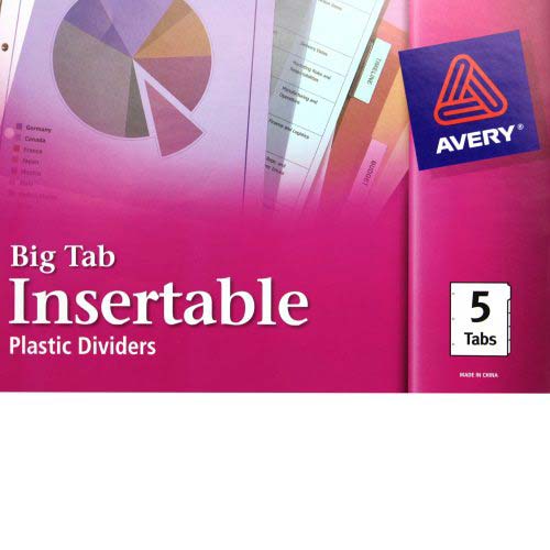 Avery 5-tab Multicolor WorkSaver Big Tab Plastic Dividers - 11900