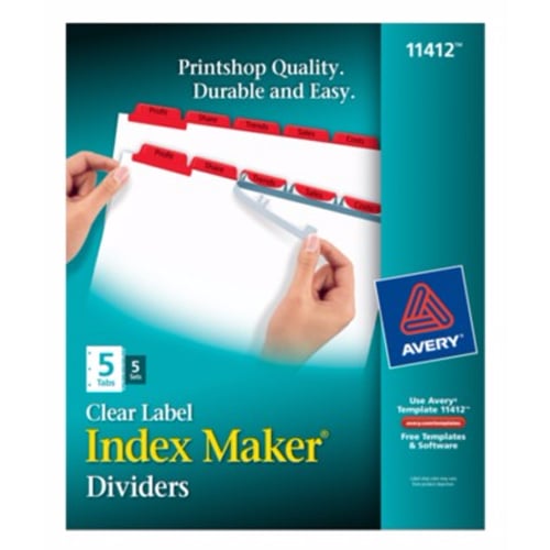 Avery 5-tab Red 11" x 8.5" White Dividers  (5pk) - 11412