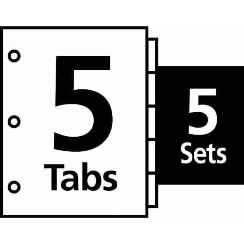 Avery 5-tab Translucent 11" x 8.5" Translucent Dividers 5pk - 12449