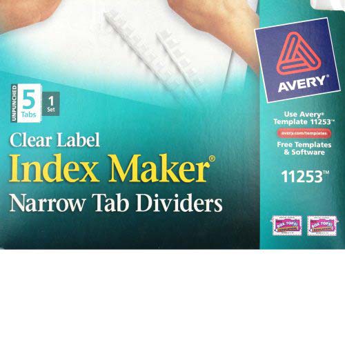 Avery 5-tab White 11" x 8.5" Clear Label Dividers 1 set - 11253
