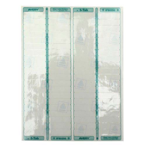 Avery 5-tab White 11" x 8.5" Clear Label Dividers 1 set - 11253