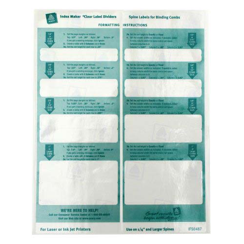 Avery 5-tab White 11" x 8.5" Clear Label Dividers 1 set - 11253