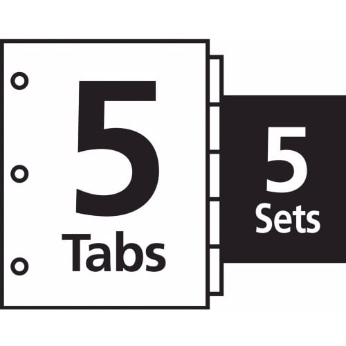 Avery 5-tab White 11" x 8.5" Clear Label Dividers 5pk - 11421
